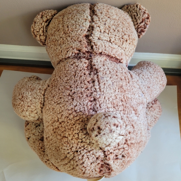 Teddy Bear Stuffed Animal Red Paws,Bow /Brown 18"in Polyester Oversized - Picture 4 of 11